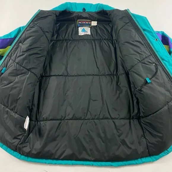NWT 80s Vintage Rice Sportswear Action II Ski Jacket Mens 38 Color Block Green - Picture 7 of 16